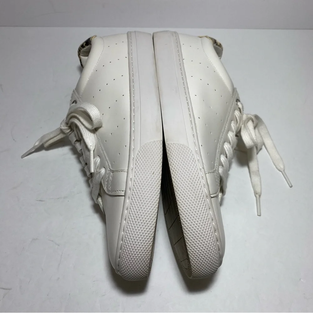 J.Crew Saturday Withe Leather Snake-Print Detail Sneakers Women’s Size 10
